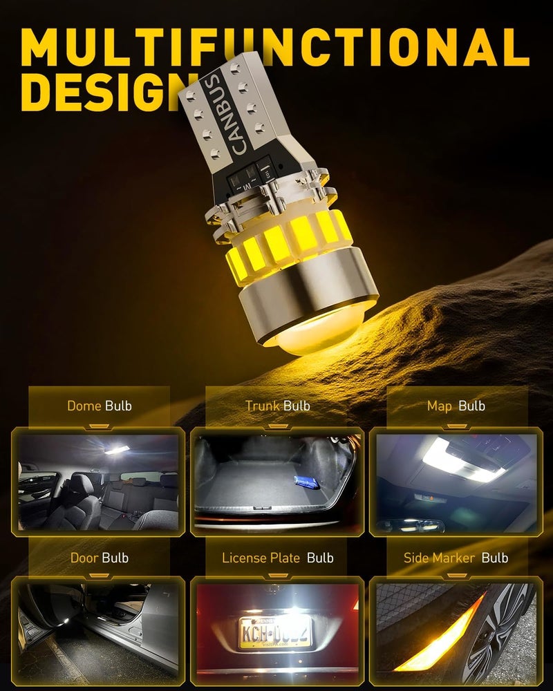 AULUXE 194 لمبة LED – أكثر سطوعًا بنسبة 500%، 6500K أبيض، خالية من الأخطاء CANBUS – ساطعة للغاية لرقم اللوحة، القبة، الخريطة، الصندوق، الباب، أضواء المجاملة – تناسب T10، 168، 2825، W5W – عبوة من 2 - Image 5